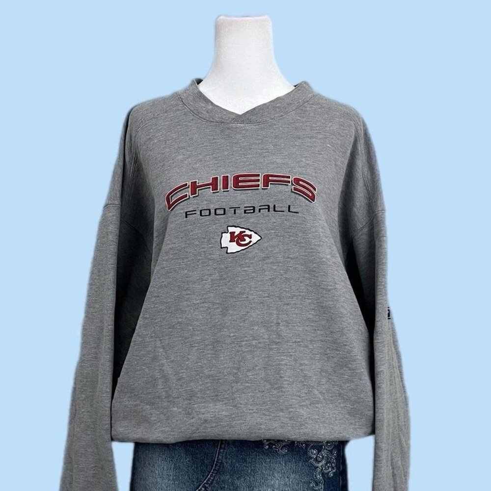 gray Kansas City Chiefs y2k sporty nfl football sweatshirt